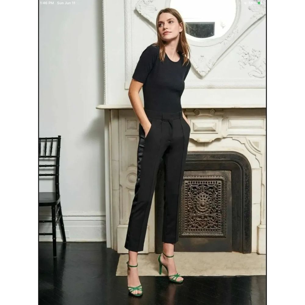 La Ligne Le Black Cigarette Tuxedo Pants Wool Blend NWT Size 4